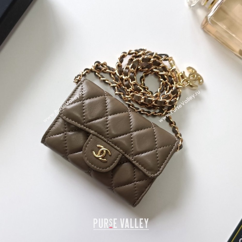 Chanel Chain Belt with Pouch in Smooth Leather 2015025 Grey/Gold 2025 (99-25122341)