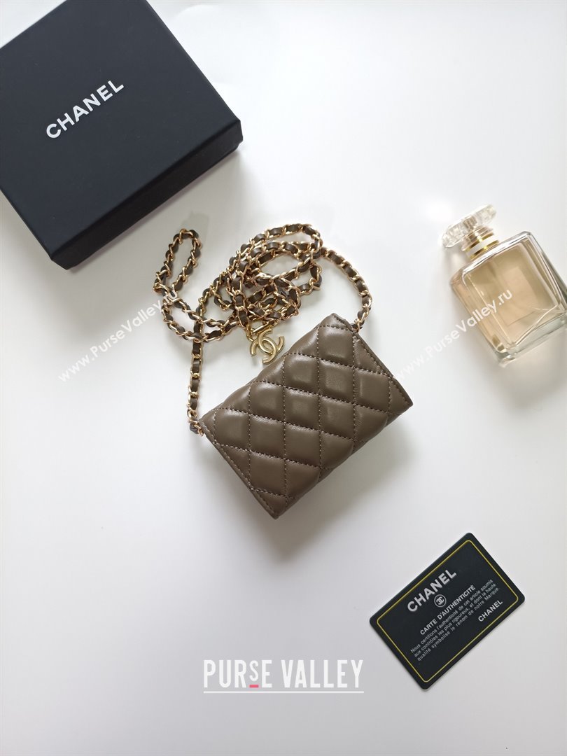 Chanel Chain Belt with Pouch in Smooth Leather 2015025 Grey/Gold 2025 (99-25122341)