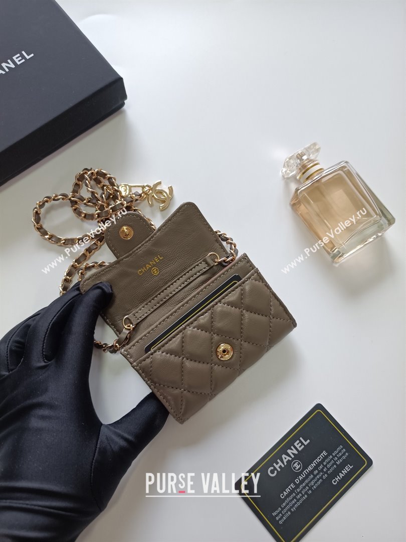 Chanel Chain Belt with Pouch in Smooth Leather 2015025 Grey/Gold 2025 (99-25122341)