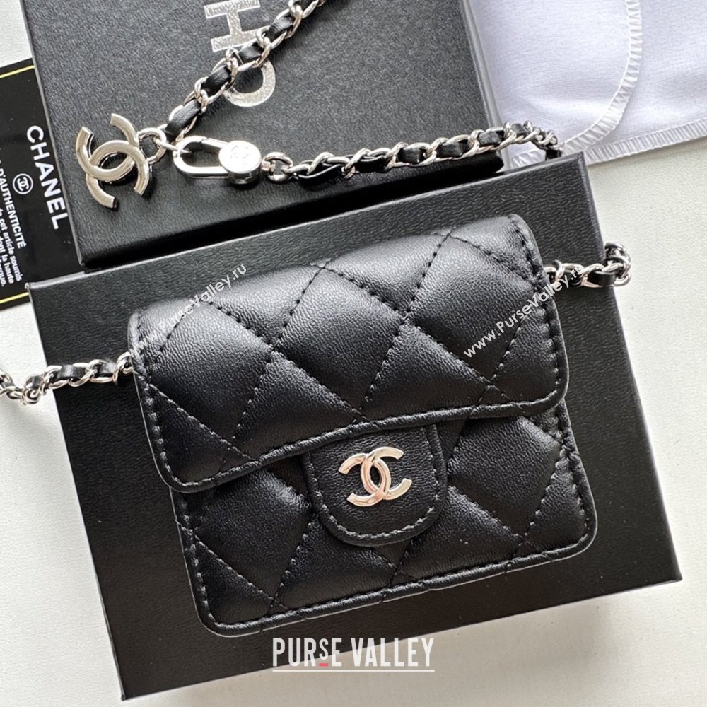 Chanel Chain Belt with Pouch in Smooth Leather 2016025 Black/Silver 2025 (99-25122314)
