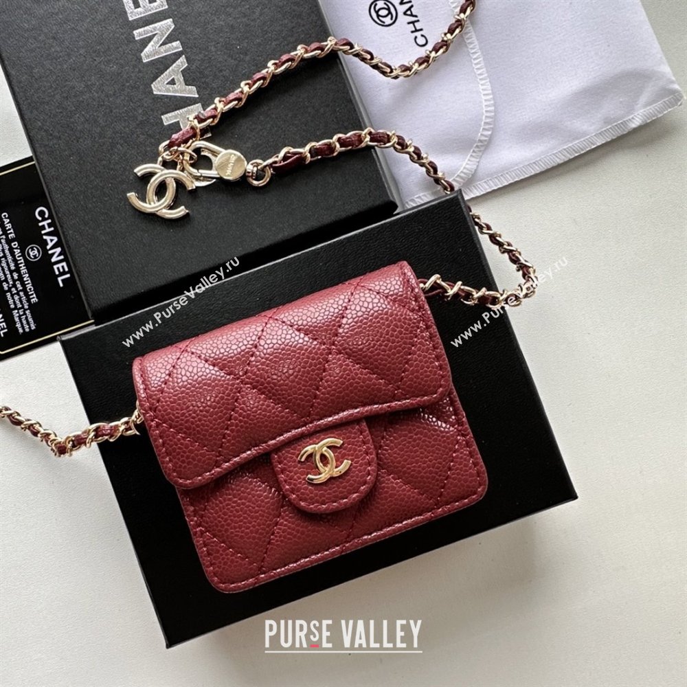 Chanel Chain Belt with Pouch in Grainy Leather 2016025 Burgundy/Gold 2025 (99-25122316)