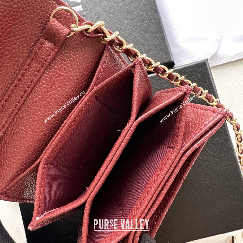 Chanel Chain Belt with Pouch in Grainy Leather 2016025 Burgundy/Gold 2025 (99-25122316)