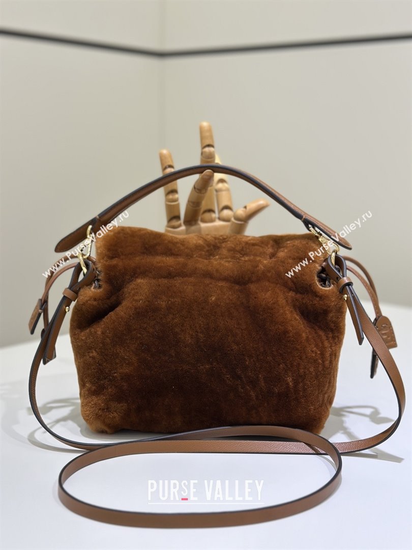 Fendi Mamma Baguette Small Bag in Shearling 8693S Brown 2025 Top (CL-25122344)