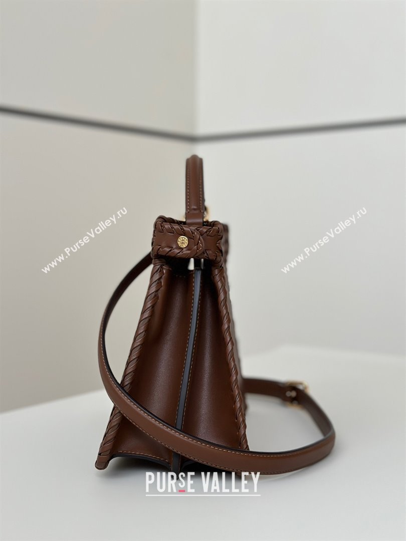 Fendi Peekaboo ISeeU Small Bag in Interlaced Leather 80138M Caramel 2025 Top (CL-25122513)