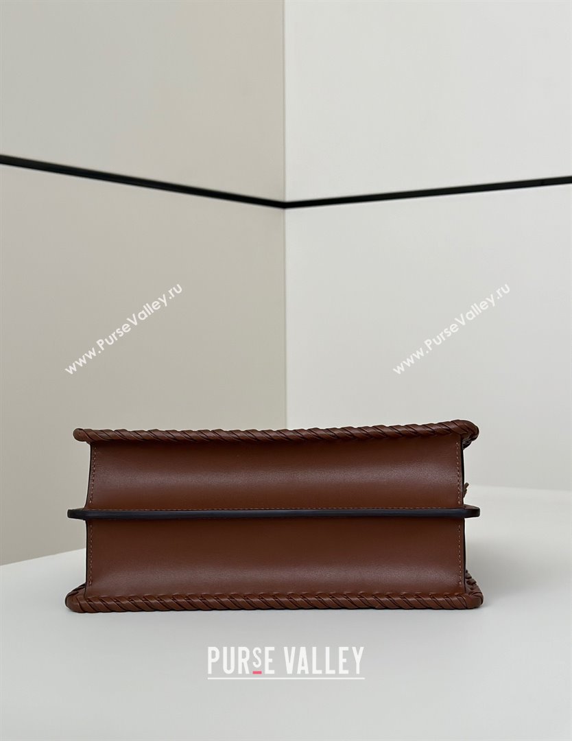 Fendi Peekaboo ISeeU Small Bag in Interlaced Leather 80138M Caramel 2025 Top (CL-25122513)