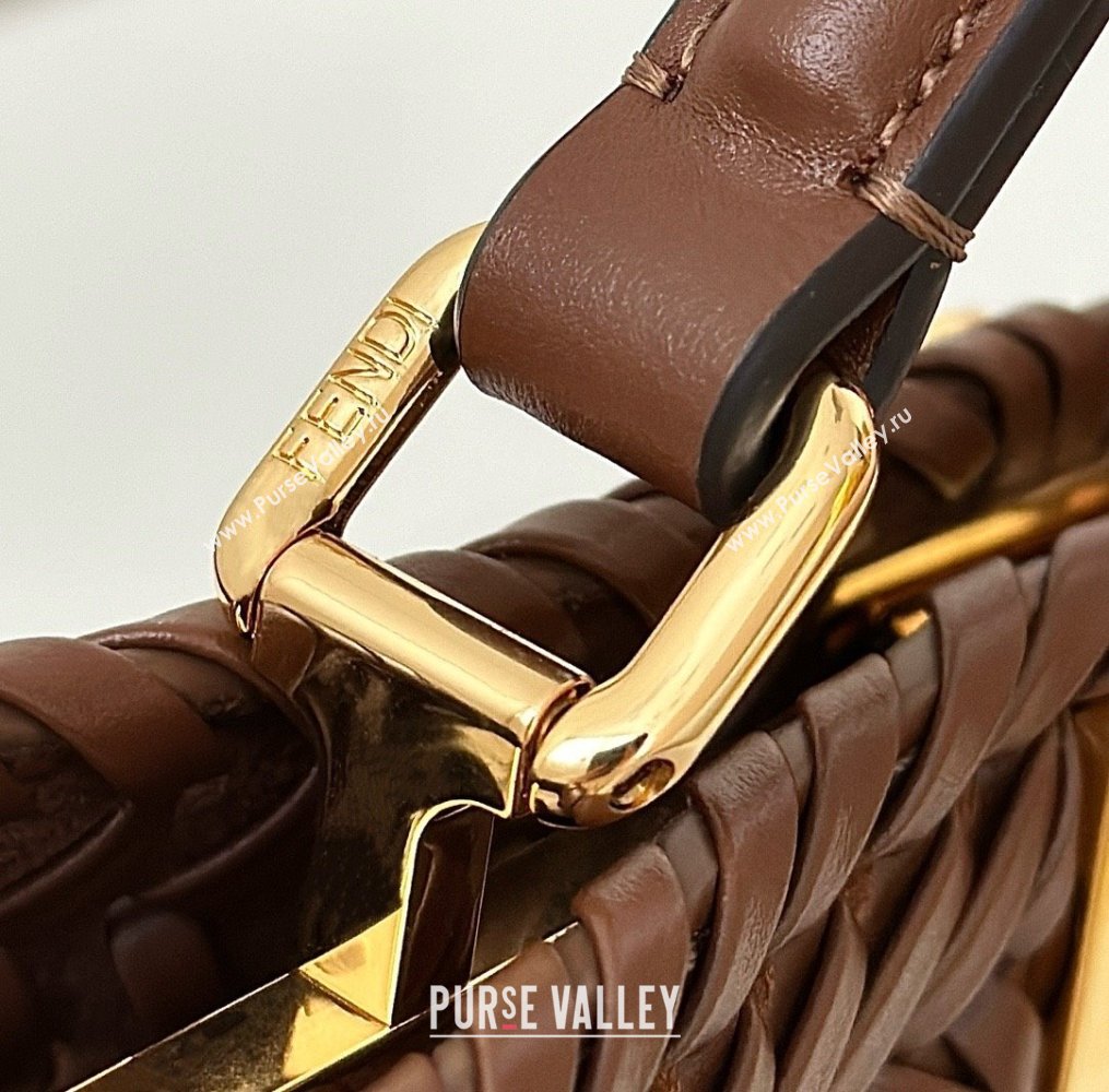 Fendi Peekaboo ISeeU Small Bag in Interlaced Leather 80138M Caramel 2025 Top (CL-25122513)