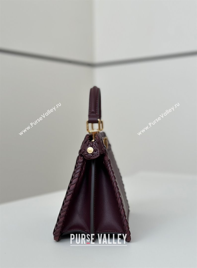 Fendi Peekaboo ISeeU Petite Bag in Interlaced Leather 80138S Burgundy 2025 Top (CL-25122510)