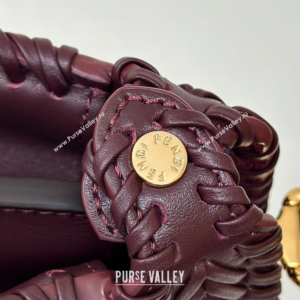 Fendi Peekaboo ISeeU Petite Bag in Interlaced Leather 80138S Burgundy 2025 Top (CL-25122510)
