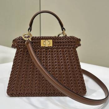 Fendi Peekaboo ISeeU Petite Bag in Interlaced Leather 80138S Caramel 2025 Top (CL-25122511)