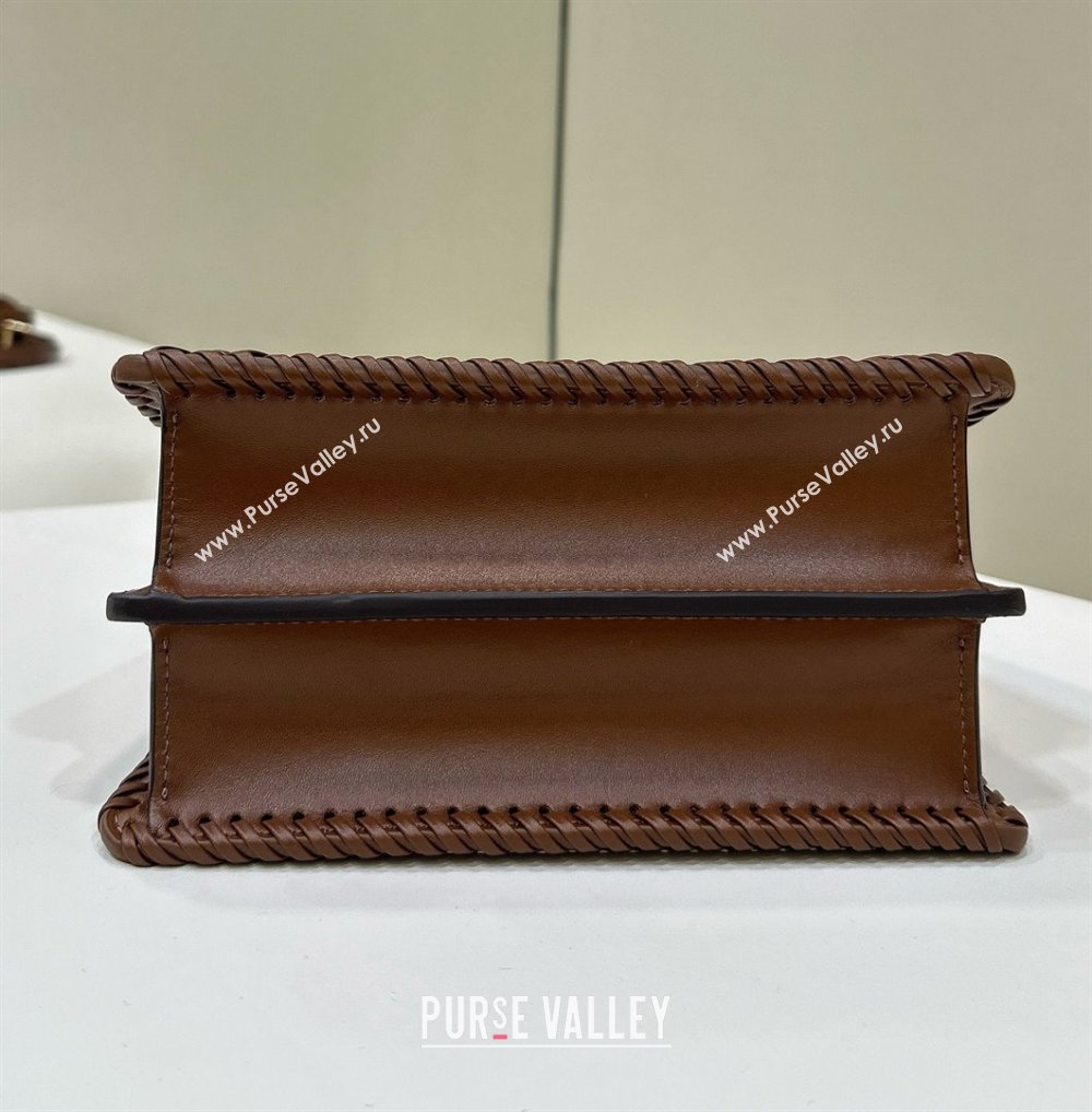 Fendi Peekaboo ISeeU Petite Bag in Interlaced Leather 80138S Caramel 2025 Top (CL-25122511)