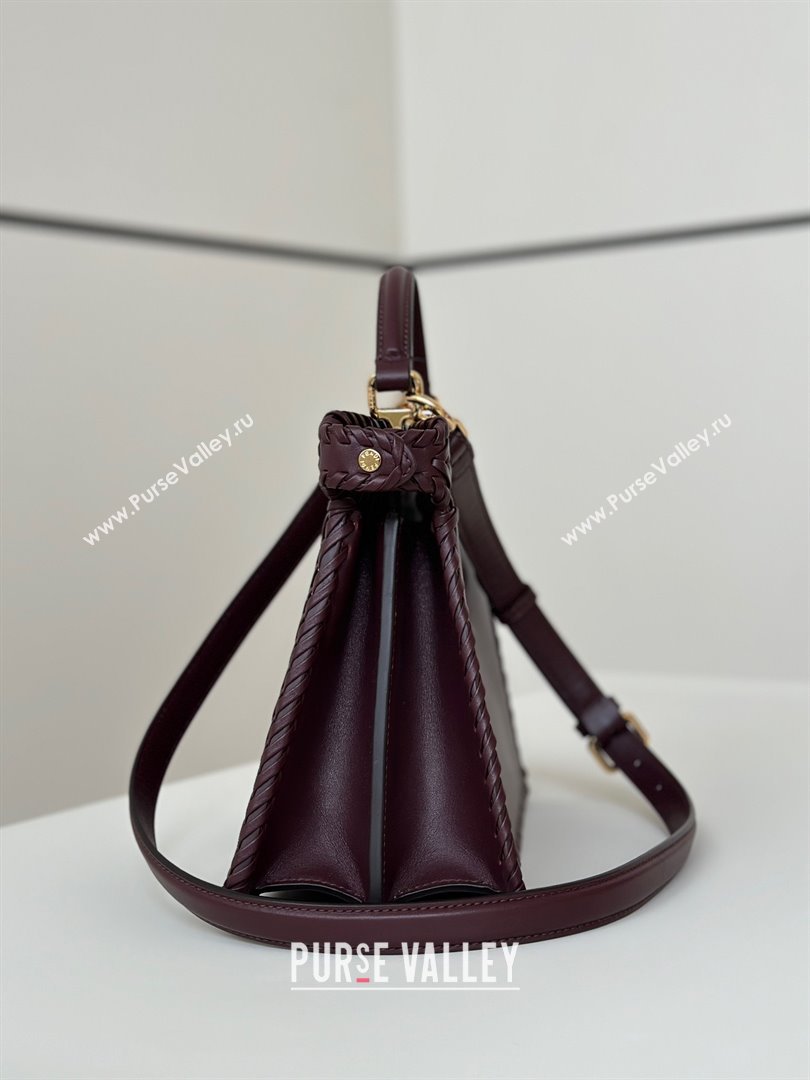 Fendi Peekaboo ISeeU Small Bag in Interlaced Leather 80138M Burgundy 2025 Top (CL-25122512)
