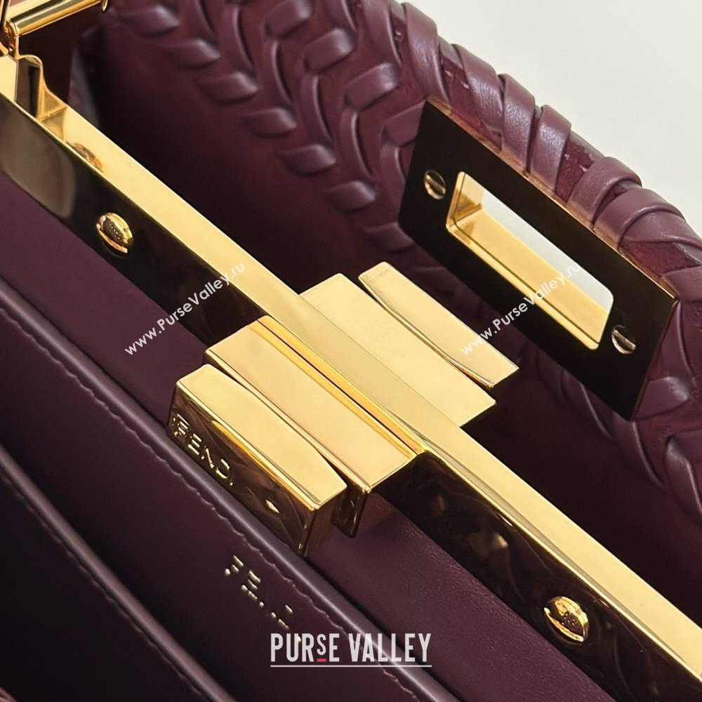 Fendi Peekaboo ISeeU Small Bag in Interlaced Leather 80138M Burgundy 2025 Top (CL-25122512)