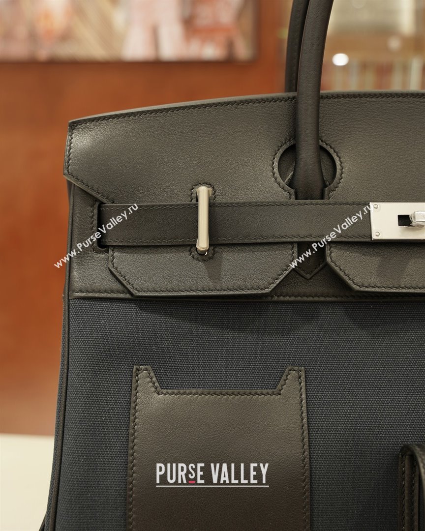 Hermes HAC CARGO HAUT A COURROIES 40 Bag in Canvas Swift Leather Black 2025(Handmade) (XX-25122602)