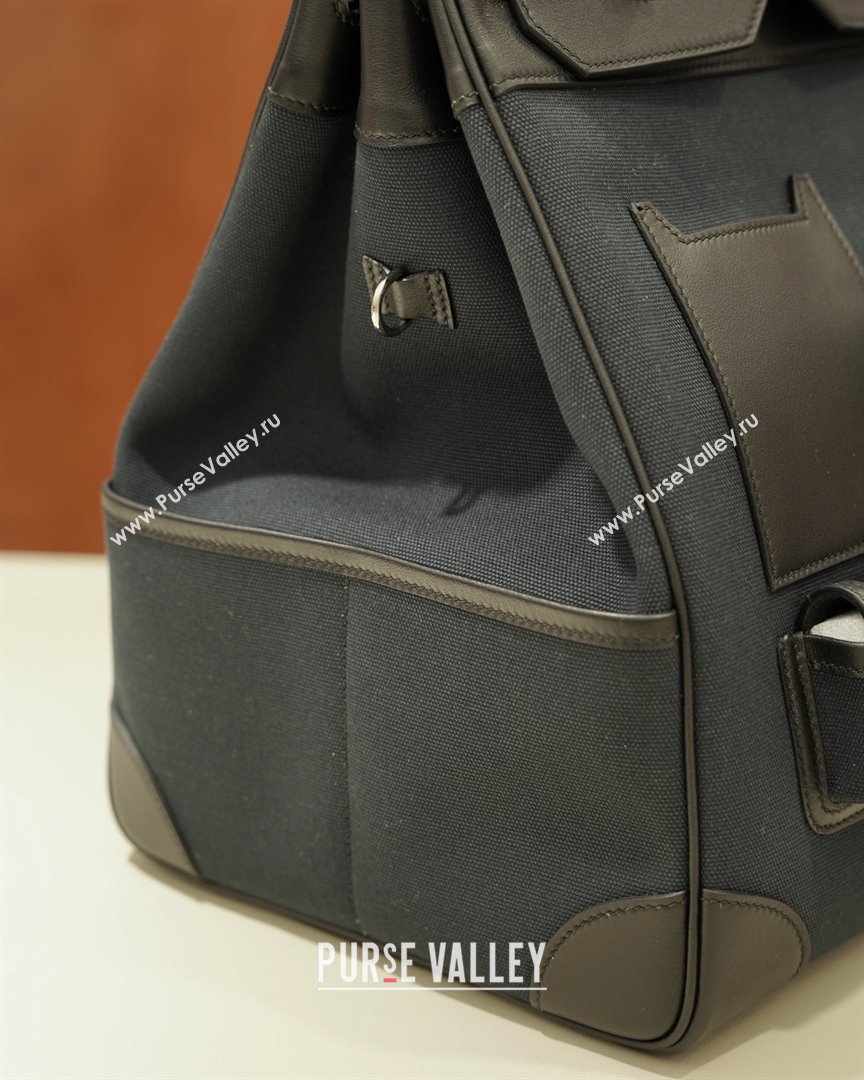 Hermes HAC CARGO HAUT A COURROIES 40 Bag in Canvas Swift Leather Black 2025(Handmade) (XX-25122602)