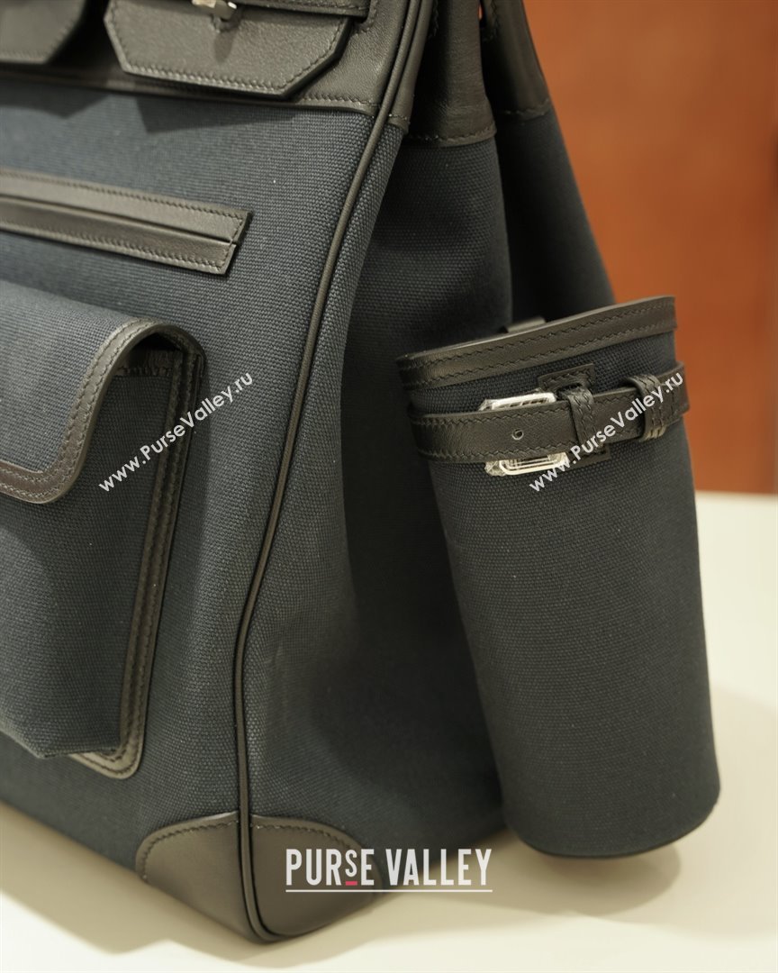 Hermes HAC CARGO HAUT A COURROIES 40 Bag in Canvas Swift Leather Black 2025(Handmade) (XX-25122602)