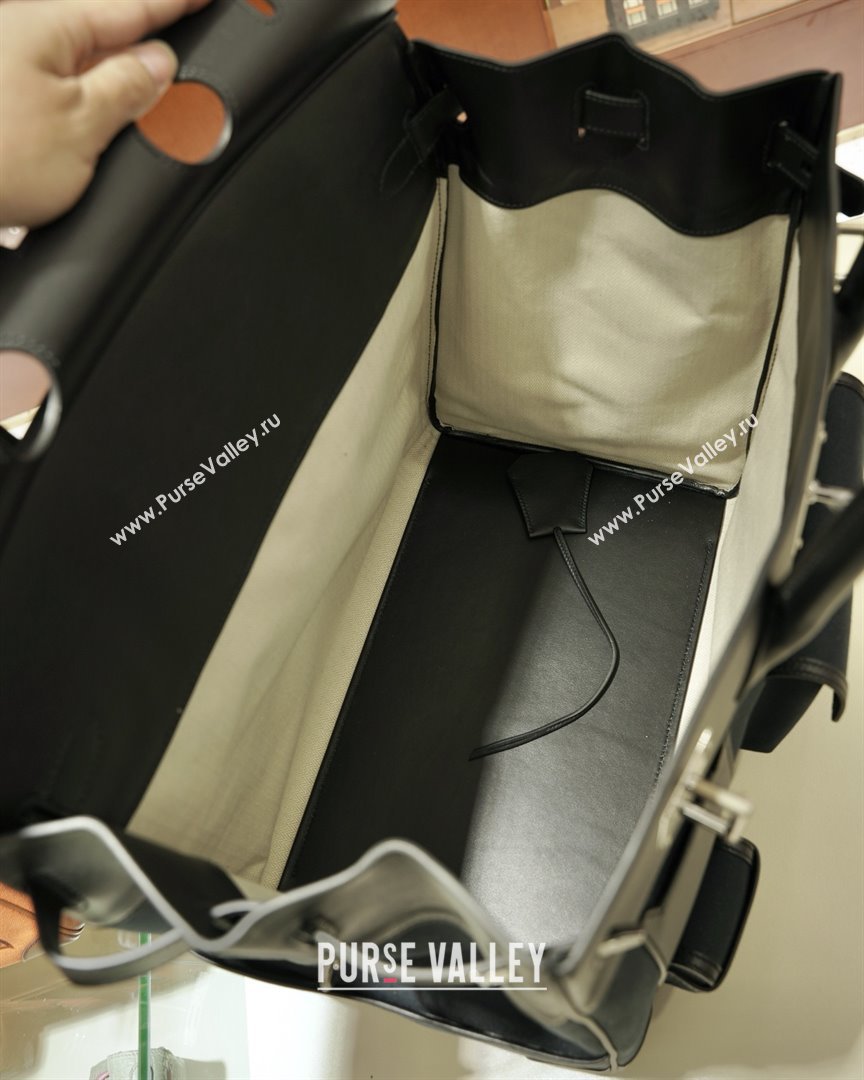 Hermes HAC CARGO HAUT A COURROIES 40 Bag in Canvas Swift Leather Black 2025(Handmade) (XX-25122602)