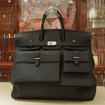 Hermes Multipockets Birkin HAC 50 Bag in Togo Leather Black/Silver 2025(Handmade) (XX-25122603)