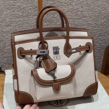 Hermes Birkin 25cm Cargo Bag in Swift Leather and Canvas Dark Brown/Silver 2025（Handmade） (XX-25122604)