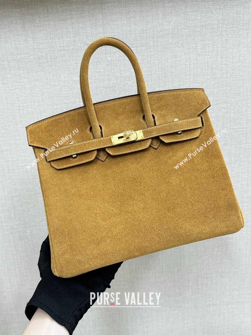 Hermes Birkin 25/30 Bag in Suede Leather Camel/Gold 2025(Handmade) (XX-25122605)