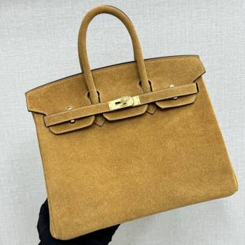 Hermes Birkin 25/30 Bag in Suede Leather Camel/Gold 2025(Handmade) (XX-25122605)
