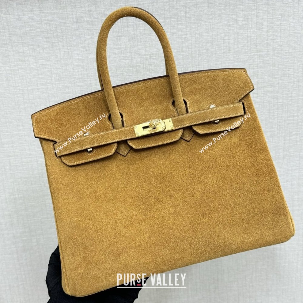 Hermes Birkin 25/30 Bag in Suede Leather Camel/Gold 2025(Handmade) (XX-25122605)