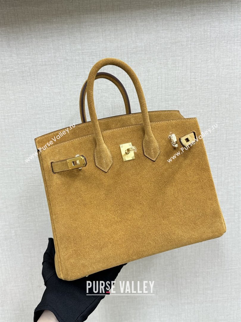 Hermes Birkin 25/30 Bag in Suede Leather Camel/Gold 2025(Handmade) (XX-25122605)