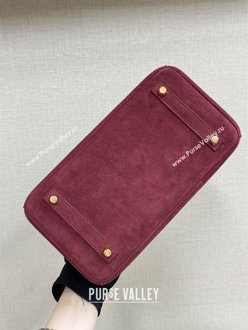 Hermes Birkin 25/30 Bag in Suede Leather Angola Red/Gold 2025(Handmade) (XX-25122607)