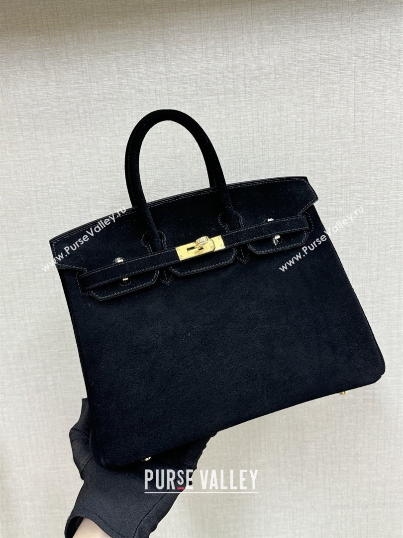 Hermes Birkin 25/30 Bag in Suede Leather Black/Gold 2025 (XX-25122608)