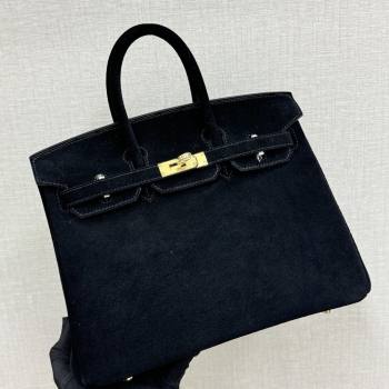 Hermes Birkin 25/30 Bag in Suede Leather Black/Gold 2025 (XX-25122608)