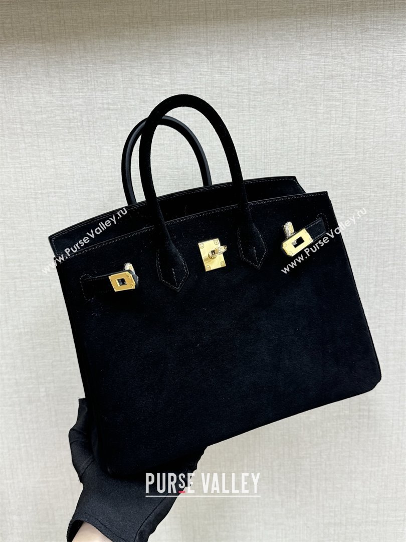 Hermes Birkin 25/30 Bag in Suede Leather Black/Gold 2025 (XX-25122608)
