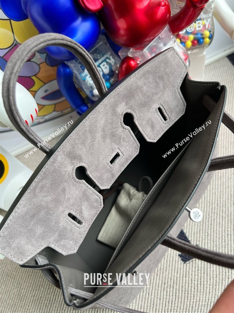 Hermes Birkin 25/30 Bag in Suede Leather Grey/Silver 2025(Handmade) (XX-25122609)