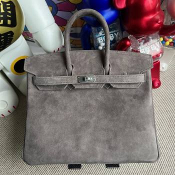 Hermes Birkin 25/30 Bag in Suede Leather Grey/Silver 2025(Handmade) (XX-25122609)