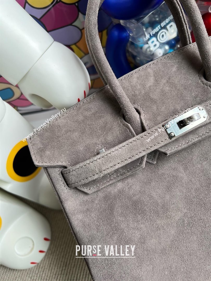 Hermes Birkin 25/30 Bag in Suede Leather Grey/Silver 2025(Handmade) (XX-25122609)