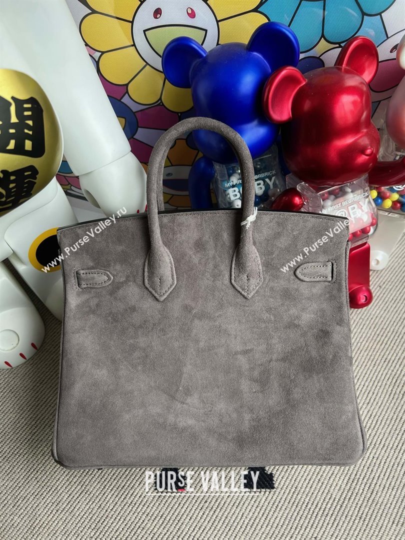 Hermes Birkin 25/30 Bag in Suede Leather Grey/Silver 2025(Handmade) (XX-25122609)