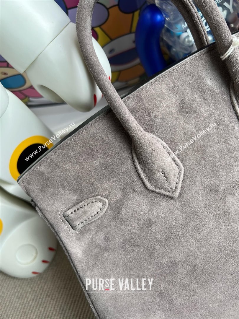 Hermes Birkin 25/30 Bag in Suede Leather Grey/Silver 2025(Handmade) (XX-25122609)