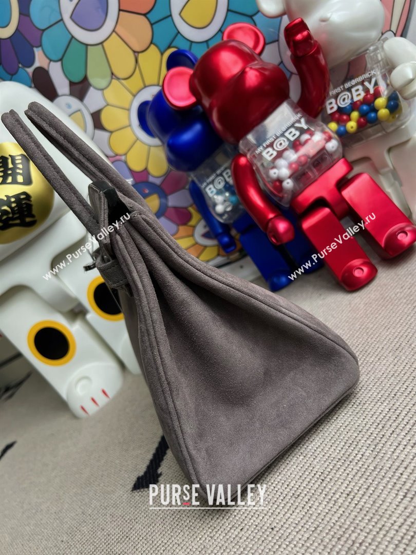 Hermes Birkin 25/30 Bag in Suede Leather Grey/Silver 2025(Handmade) (XX-25122609)