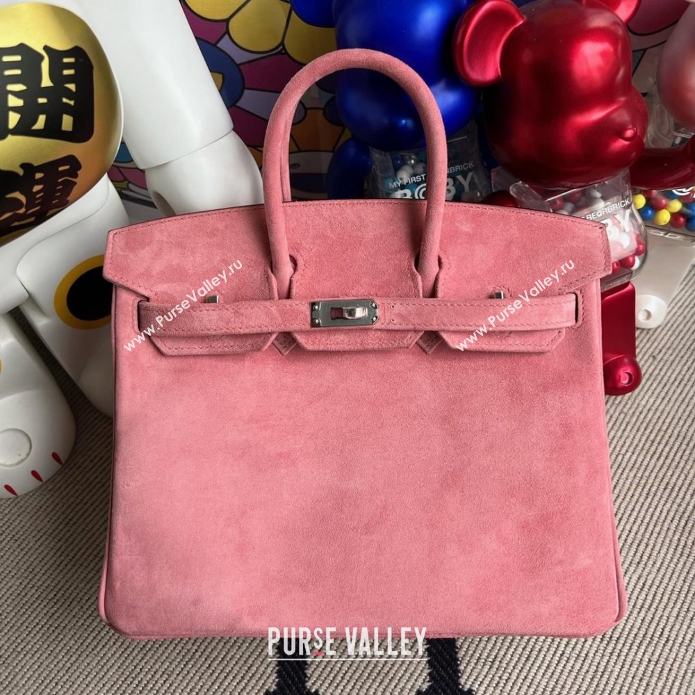 Hermes Birkin 25/30 Bag in Suede Leather Pink/Silver 2025(Handmade) (XX-25122610)