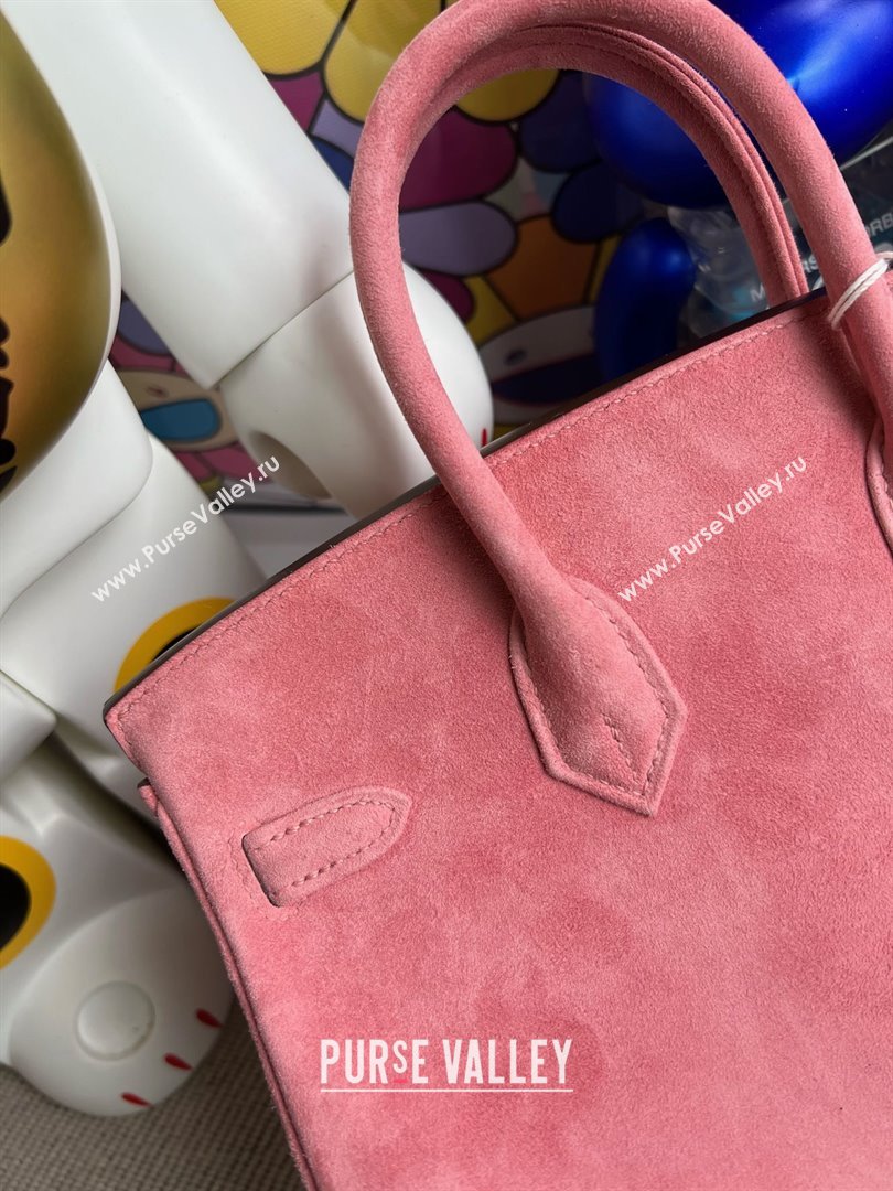 Hermes Birkin 25/30 Bag in Suede Leather Pink/Silver 2025(Handmade) (XX-25122610)