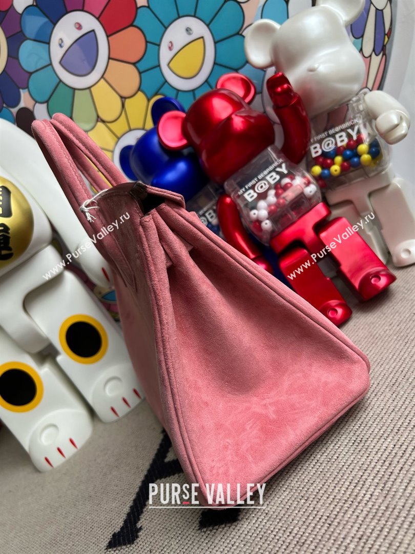 Hermes Birkin 25/30 Bag in Suede Leather Pink/Silver 2025(Handmade) (XX-25122610)