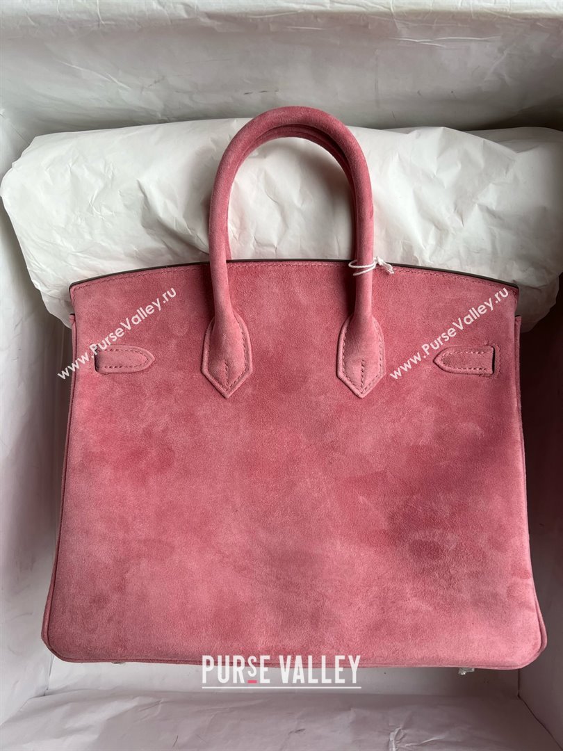 Hermes Birkin 25/30 Bag in Suede Leather Pink/Silver 2025(Handmade) (XX-25122610)
