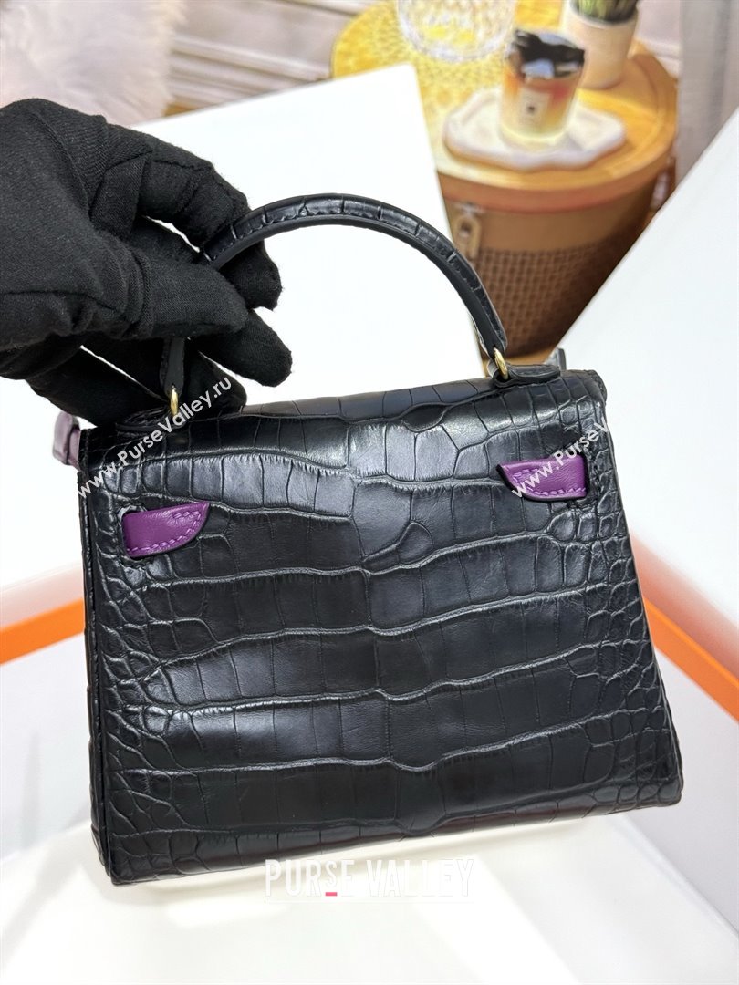 Hermes Kelly Doll Bag in Matt Alligator Leather Black 2025(Handmade) (XX-25122619)
