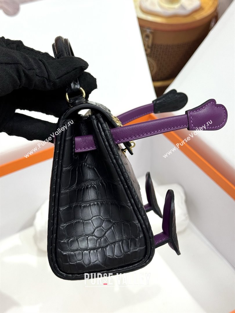 Hermes Kelly Doll Bag in Matt Alligator Leather Black 2025(Handmade) (XX-25122619)
