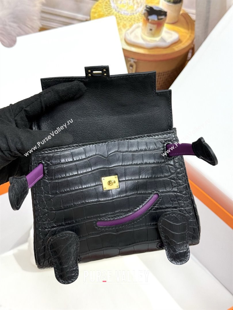 Hermes Kelly Doll Bag in Matt Alligator Leather Black 2025(Handmade) (XX-25122619)