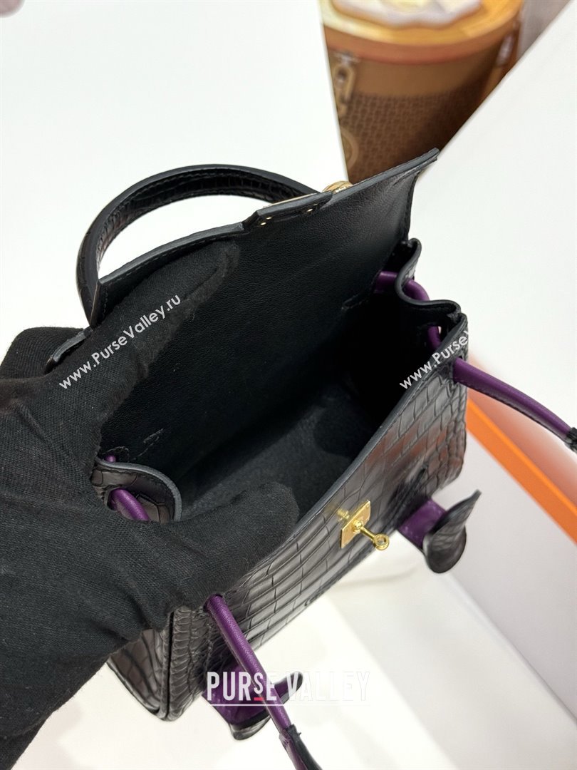 Hermes Kelly Doll Bag in Matt Alligator Leather Black 2025(Handmade) (XX-25122619)