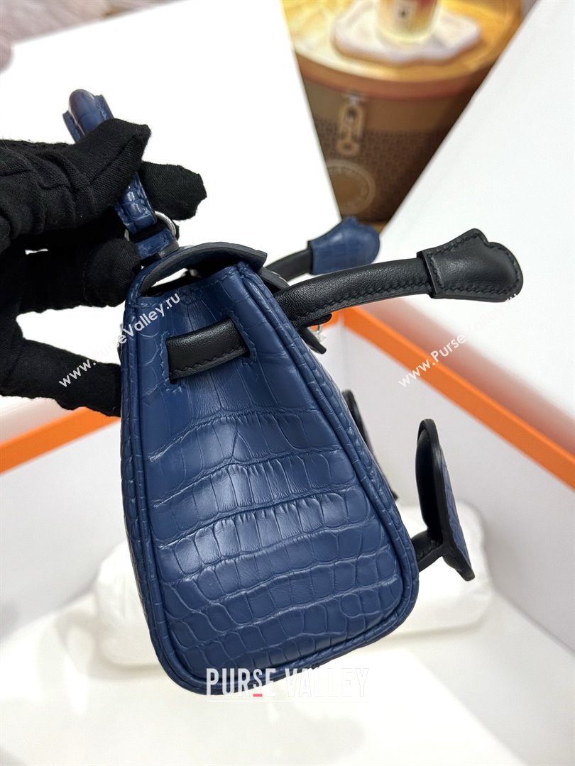 Hermes Kelly Doll Bag in Matt Alligator Leather Blue 2025(Handmade) (XX-25122620)
