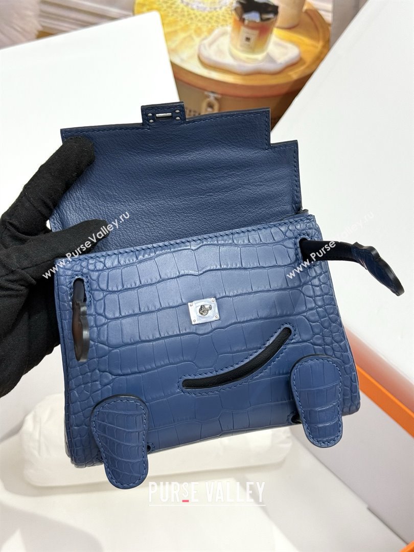 Hermes Kelly Doll Bag in Matt Alligator Leather Blue 2025(Handmade) (XX-25122620)
