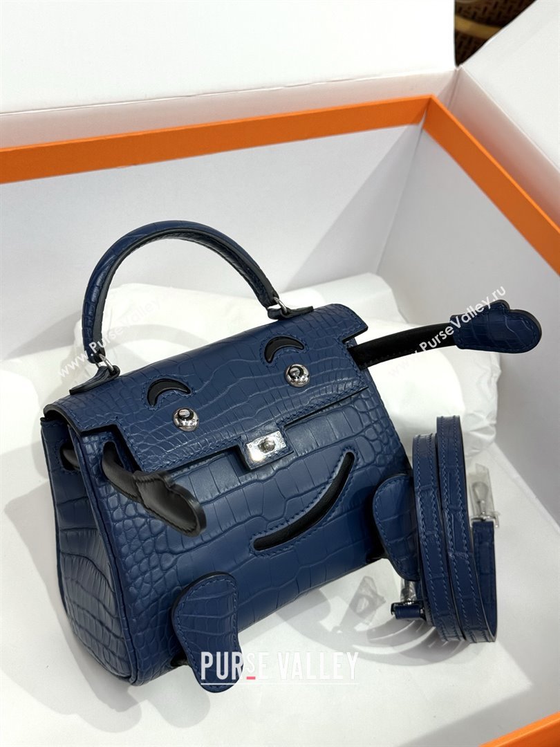 Hermes Kelly Doll Bag in Matt Alligator Leather Blue 2025(Handmade) (XX-25122620)