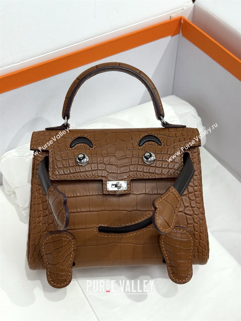 Hermes Kelly Doll Bag in Matt Alligator Leather Brown 2025(Handmade) (XX-25122623)