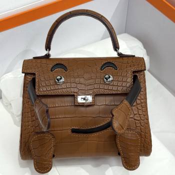 Hermes Kelly Doll Bag in Matt Alligator Leather Brown 2025(Handmade) (XX-25122623)