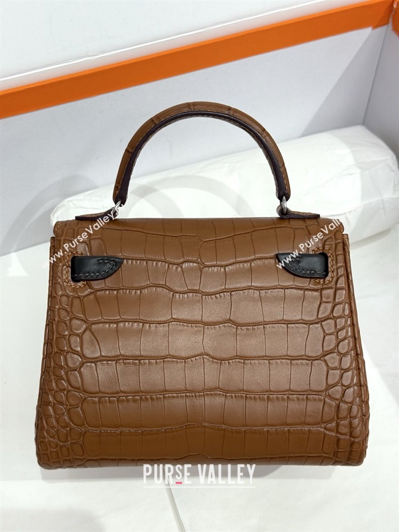 Hermes Kelly Doll Bag in Matt Alligator Leather Brown 2025(Handmade) (XX-25122623)